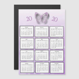 2020 Minikalender Paarse Vlinder Magnetische Uitnodiging
