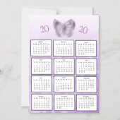 2020 Minikalender Paarse Vlinder Magnetische Uitnodiging (Voorkant)