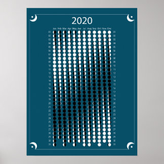 2020-moonkalender - blauw poster