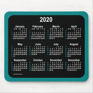 2020 Neon 52 weken agenda van Janz Blauwgroen Muismat