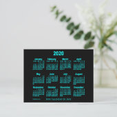 2020 Neon Blauwe Mini Kalender van Janz Briefkaart (Staand voorkant)