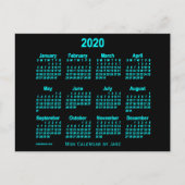 2020 Neon Blue Mini Kalender van Janz Briefkaart (Voorkant)
