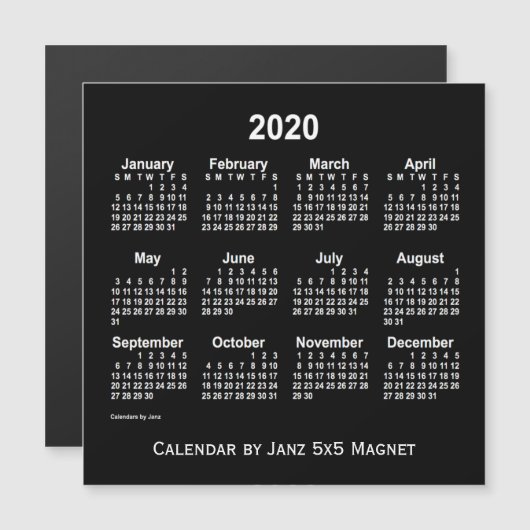 2020 Neon White Agenda van Janz 5x5 Magnet (Voorkant / Achterkant)