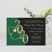 2020 Nursing Medical Field Afstuderen Green Gold Kaart (Staand voorkant)