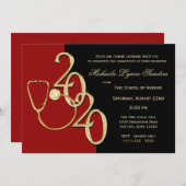 2020 Nursing Medical Field Afstuderen Red Gold Kaart (Voorkant / Achterkant)