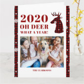 2020 Oh Deer Buffalo Plaid Snowflake Photo Kaart (Gele Bloem)