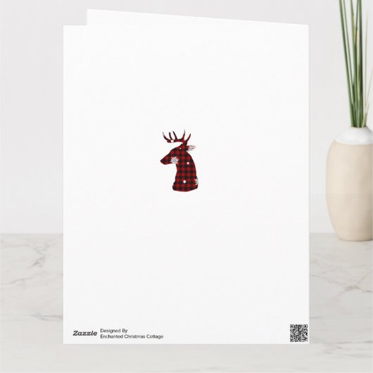 2020 Oh Deer Buffalo Plaid Snowflake Photo Kaart (Achterkant)