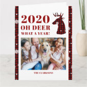 2020 Oh Deer Buffalo Plaid Snowflake Photo Kaart (Voorkant)