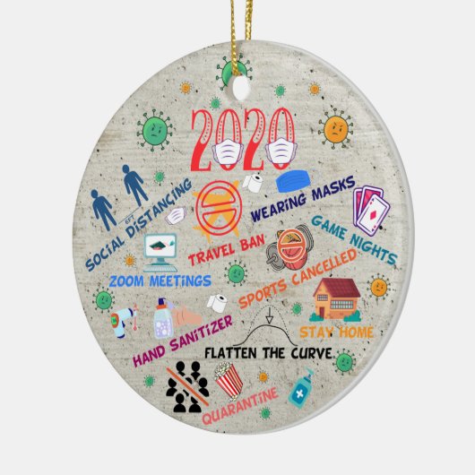 2020 pandemisch kerstkeramisch Ornament (Links)
