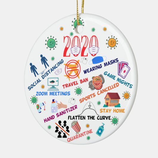 2020 pandemische kerst keramisch ornament (Links)