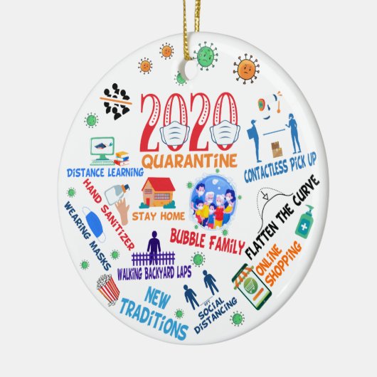 2020 pandemische kerst keramisch ornament (Links)