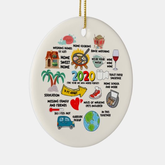 2020 Pandemische Quarantine Kerstmis Keramisch Ornament (Rechts)