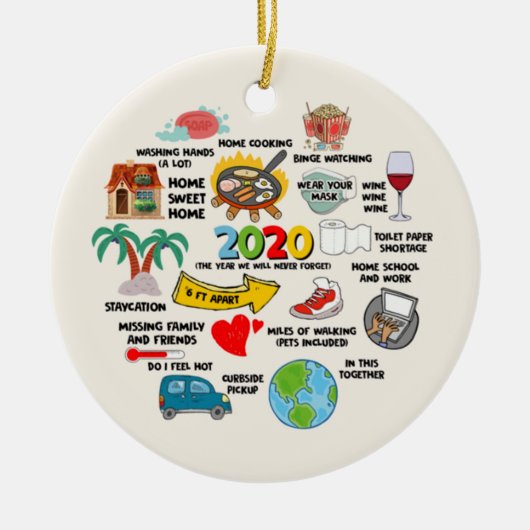 2020 Pandemische Quarantine Kerstmis Keramisch Ornament (Voorkant)
