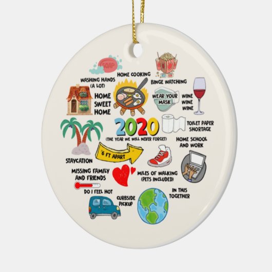 2020 Pandemische Quarantine Kerstmis Keramisch Ornament (Links)
