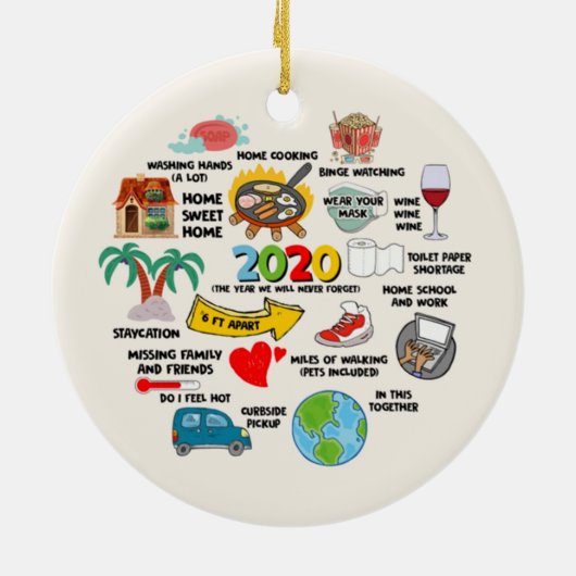 2020 Pandemische Quarantine Kerstmis Keramisch Ornament (Achterkant)