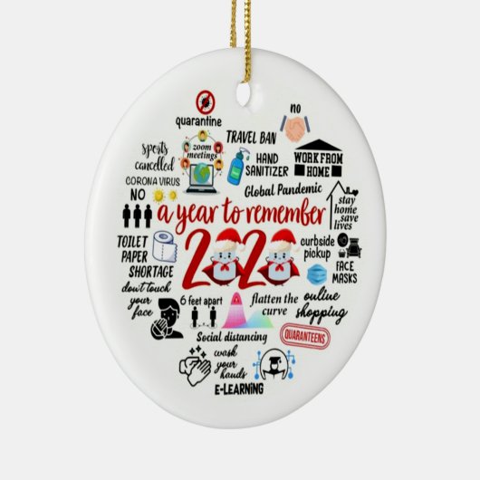 2020 Pandemische Quarantine Kerstmis Keramisch Ornament (Rechts)