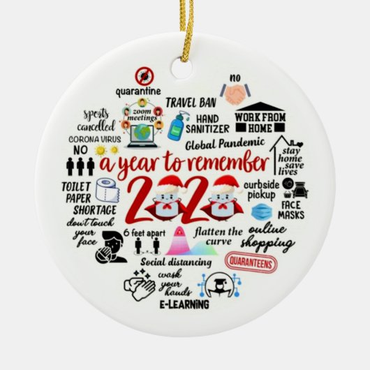 2020 Pandemische Quarantine Kerstmis Keramisch Ornament (Voorkant)