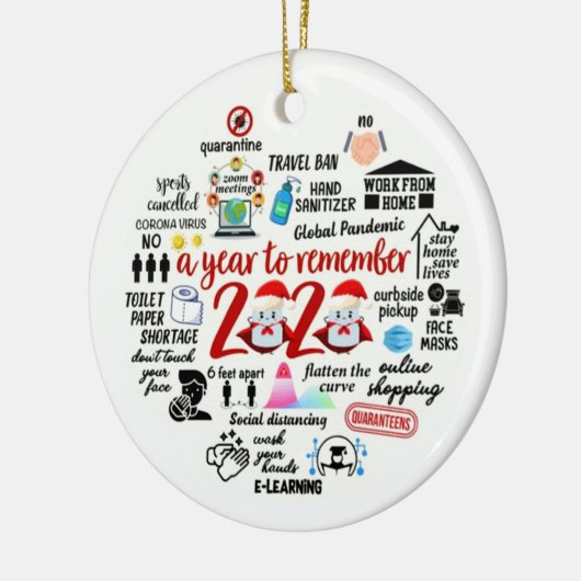 2020 Pandemische Quarantine Kerstmis Keramisch Ornament (Links)