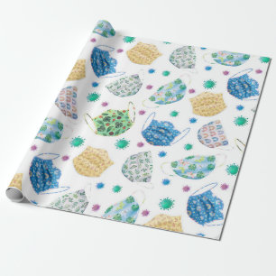 2020 Patroon Covid Waterverf Gezichtsmasker Cadeaupapier