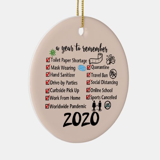 2020 per jaar om de kerst te onthouden keramisch ornament (Rechts)