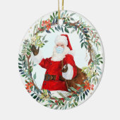 2020 per jaar om de Kerstman met gezichtsmasker te Keramisch Ornament (Links)