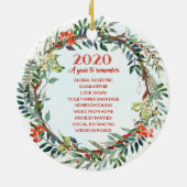 2020 per jaar om de Kerstman met gezichtsmasker te Keramisch Ornament (Achterkant)