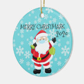2020 Prettig Kerstfeest Kerstman Quarantaine Keramisch Ornament (Links)