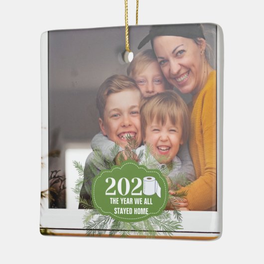 2020 Quarantine Kerstmis het jaar dat we thuis ble Keramisch Ornament (Links)