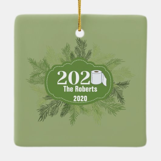 2020 Quarantine Kerstmis het jaar dat we thuis ble Keramisch Ornament (Achterkant)