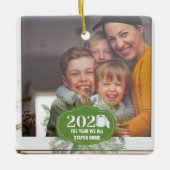 2020 Quarantine Kerstmis het jaar dat we thuis ble Keramisch Ornament (Voorkant)