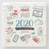 2020 Quarantine Lockdown activiteiten Stenen Onderzetter (Voorkant)