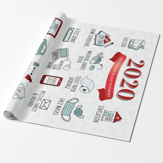 2020 Quarantine Lockdown Activity List, Kerstmis Cadeaupapier (Uitgerold)