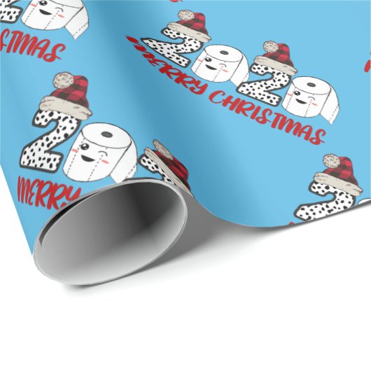 2020 Quarantine Toilet Paper Merry KerstBlue Cadeaupapier (Rol Hoek)
