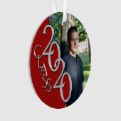 2020 Rood en Zilver Afstuderen Foto Ornament (voorkant)