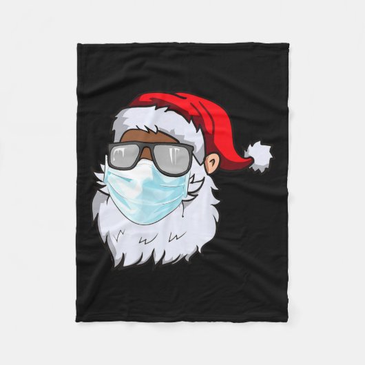 2020 Santa With Face Mask Black African American C Fleece Deken (Voorkant)