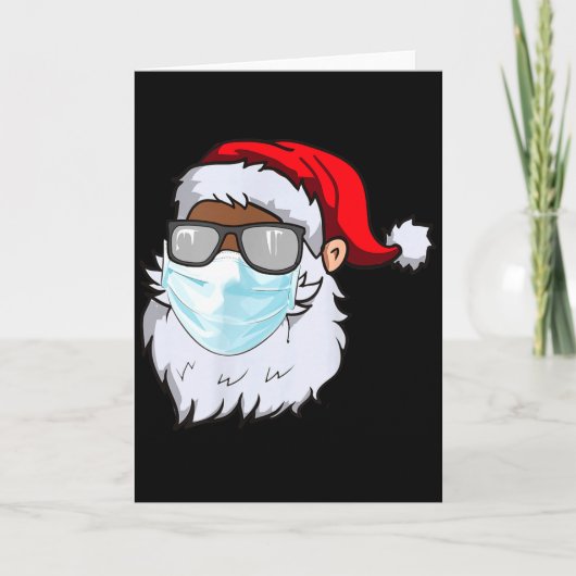 2020 Santa With Face Mask Black African American C Kaart (Voorkant)