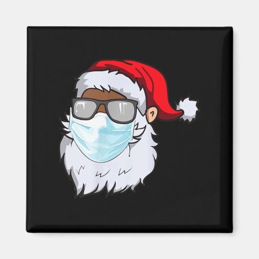 2020 Santa With Face Mask Black African American C Magneet (Voorkant)