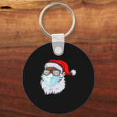 2020 Santa With Face Mask Black African American C Sleutelhanger (Voorkant)