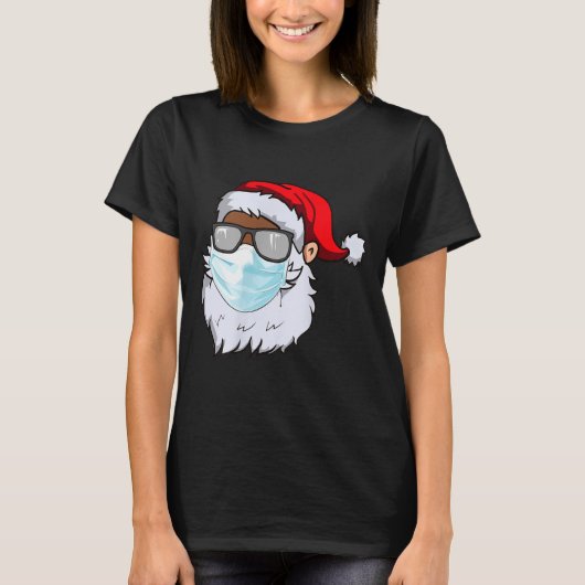 2020 Santa With Face Mask Black African American C T-shirt (Voorkant)