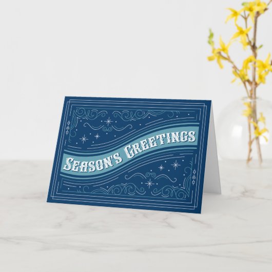 2020 Seizoen Groeten Vakantie Kaart | Blauw (Gele Bloem)