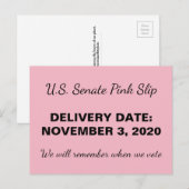 2020 Senaat Pink Slip GOP Trump Verzet Briefkaart (Voorkant / Achterkant)
