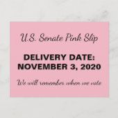 2020 Senaat Pink Slip GOP Trump Verzet Briefkaart (Voorkant)