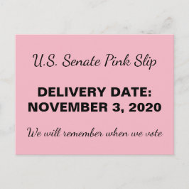 2020 Senaat Pink Slip GOP Trump Verzet Briefkaart