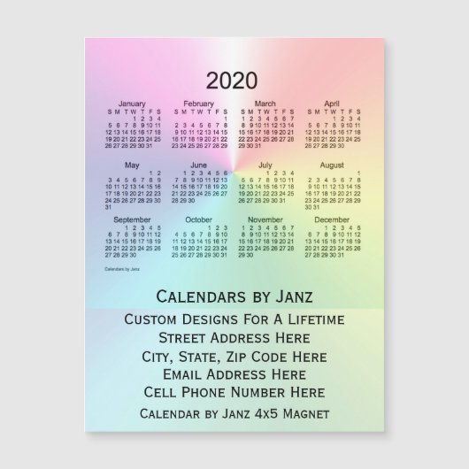 2020 Shimmer Business Calendar door Janz 4x5 Magne (Voorkant)
