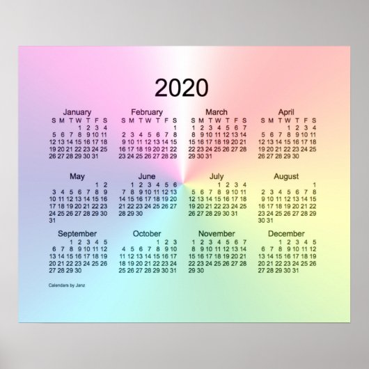 2020 Shimmer Wandkalender door Janz Print (Voorkant)