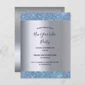 2020 silver blue New Year's Eve party uitnodiging (Voorkant / Achterkant)