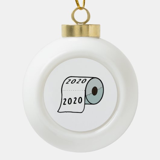 2020 Toiletpapier kerstversiering Keramische Bal Ornament (Voorkant)