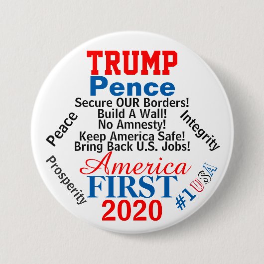 2020 Trump Pence presidentsverkiezingen Ronde Button 7,6 Cm (Voorkant)