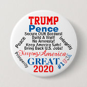 2020 Trump Pence US Verkiezing Ronde Button 7,6 Cm (Voorkant)
