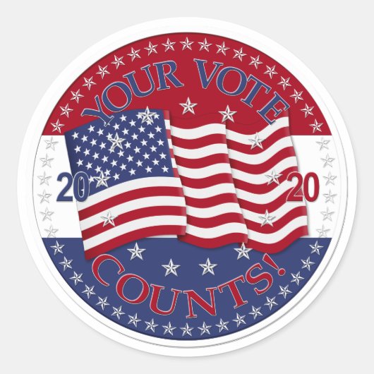 2020 Uw Stem Telt Amerikaanse Vlag Ronde Sticker (Voorkant)